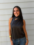 Satin Asymmetric Scarf Detail Top