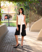 Satin Asymmetric Scarf Detail Top