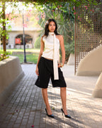 Satin Asymmetric Scarf Detail Top