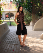 Satin Asymmetric Scarf Detail Top